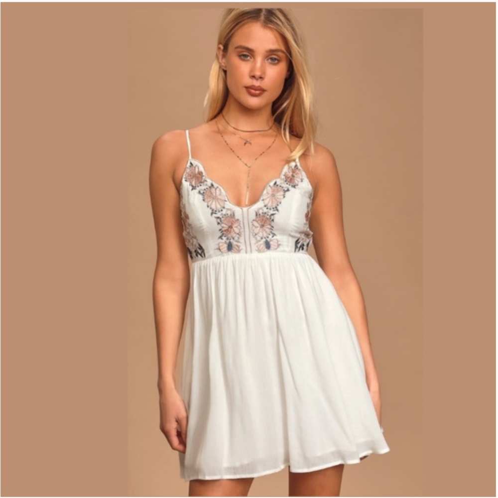 Lulu's Embroidered White Dress